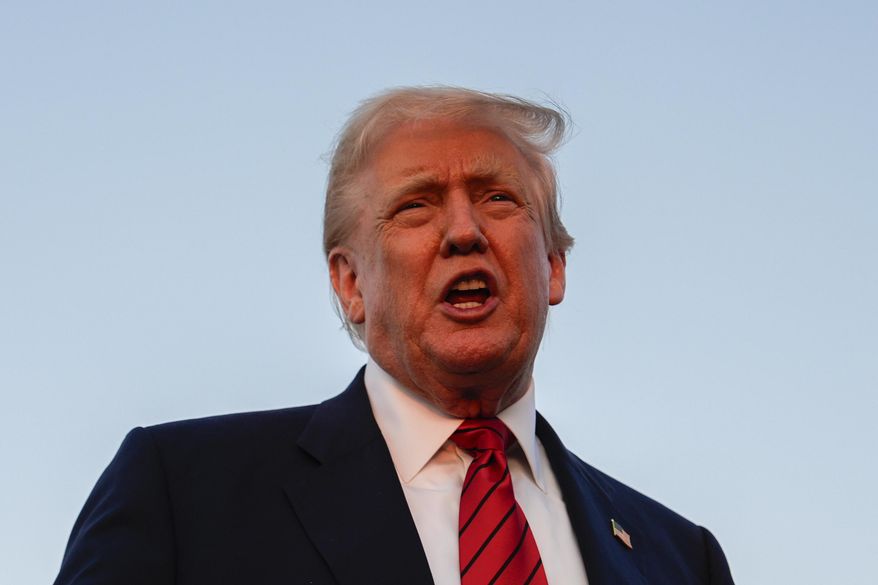 President Donald Trump speaks with reporters before boarding Air Force One at Lehigh Valley International Airport, Sunday, Aug. 3, 2025, in Allentown, Pa. (AP Photo/Julia Demaree Nikhinson) **FILE**