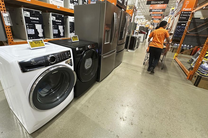 Clearance home appliances are displayed at a retail store in Vernon Hills, Ill., Thursday, Aug. 7, 2025. (AP Photo/Nam Y. Huh) ** FILE **