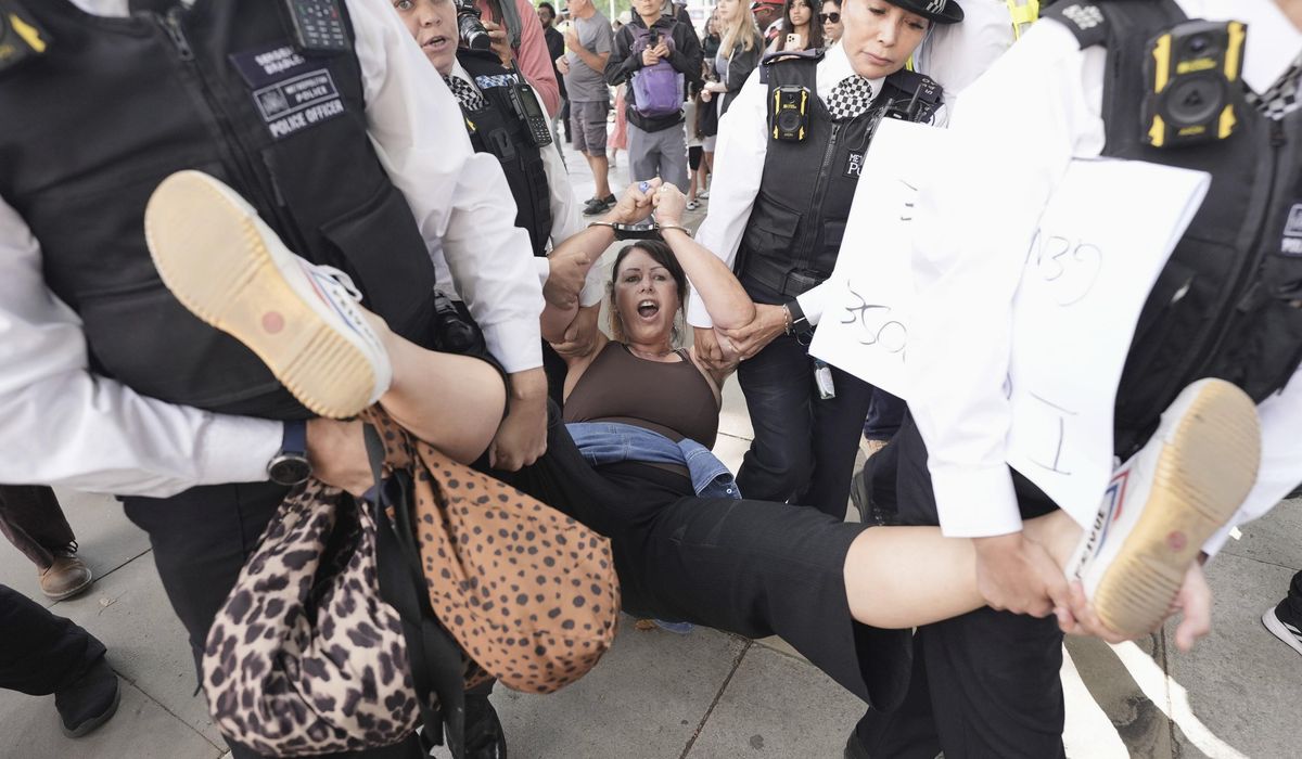 NextImg:London police arrest 150 as pro-Palestinian protesters defy new law