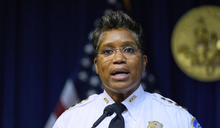 Metropolitan Police Department Chief Pamela Smith speaks during a news conference with D.C. Mayor Muriel Bowser on President Donald Trump's plan to place Washington police under federal control and deploy National Guard troops to Washington, Aug. 11, 2025, in Washington. (AP Photo/Julia Demaree Nikhinson, File)