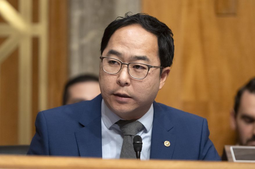 Sen. Andy Kim, D-N.J., speaks during a hearing on Capitol Hill, April 3, 2025, in Washington. (AP Photo/Mark Schiefelbein, File)