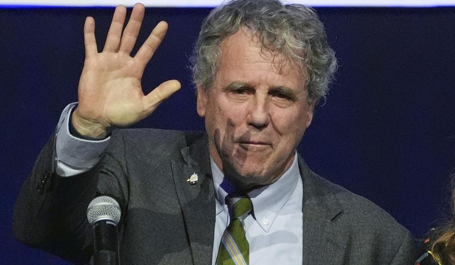 Democratic Ohio Sen. Sherrod Brown speaks during a watch party on election night, Nov. 5, 2024, in Columbus, Ohio. (AP Photo/Joshua A. Bickel, File)