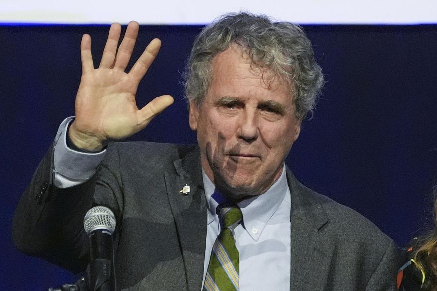 Democratic Ohio Sen. Sherrod Brown speaks during a watch party on election night, Nov. 5, 2024, in Columbus, Ohio. (AP Photo/Joshua A. Bickel, File)