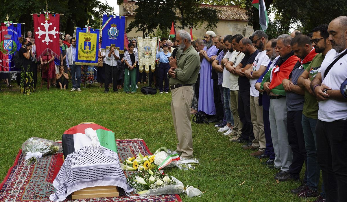 NextImg:Israel’s war conduct is condemned during Italian funeral for Palestinian woman evacuated from Gaza