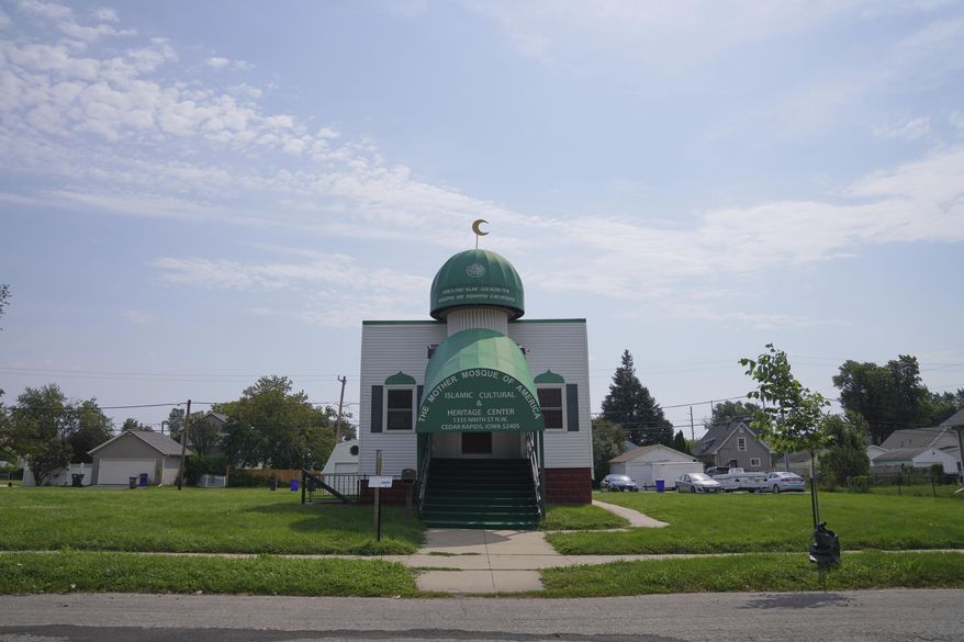 The Mother Mosque of America, completed in 1934, was the first mosque built from the ground up in the United States, seen on Friday, Aug. 8, 2025, in Cedar Rapids, Iowa. (AP Photo/Jessie Wardarski) ** FILE **