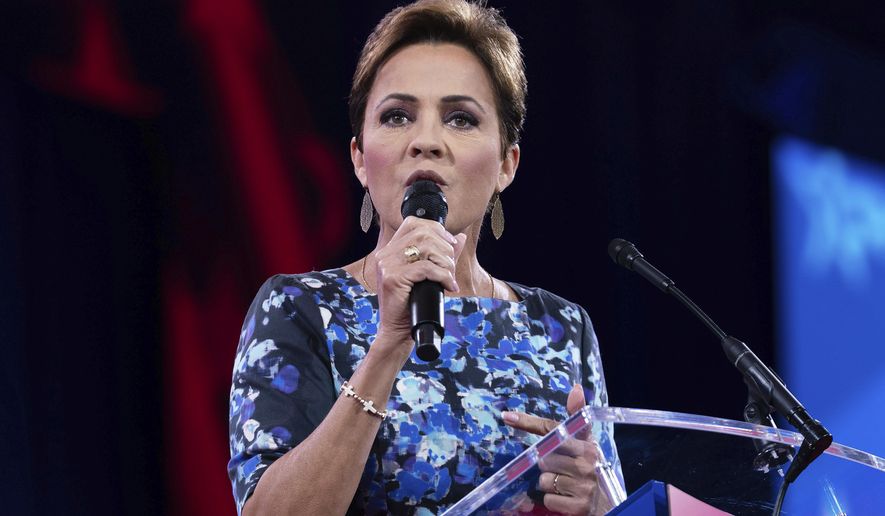 Kari Lake speaks at the Conservative Political Action Conference, CPAC, Feb. 21, 2025, in Oxon Hill, Md. (AP Photo/Jose Luis Magana, File)