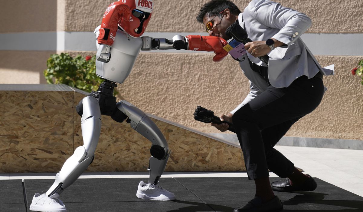 NextImg:Humanoid robots showcase skills at Ancient Olympia. But they’re on a long road to catch up to AI