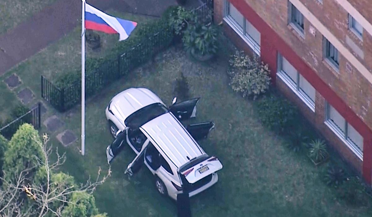 NextImg:Man arrested after SUV crashes into Russian consulate gates in Sydney