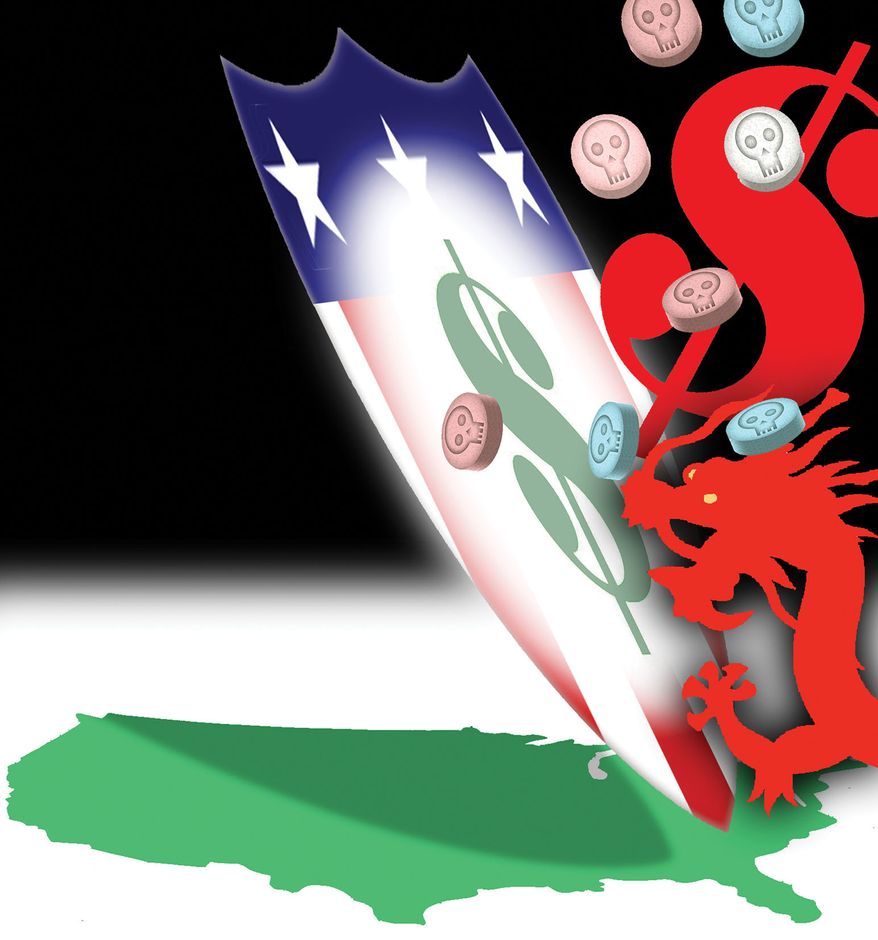 The United States of America's tariffs against China protecting economy illustration by Alexander Hunter/The Washington Times