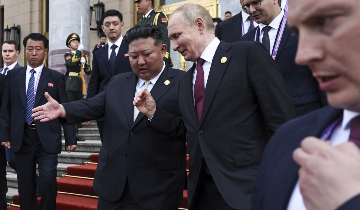 NextImg:Putin and Kim flank Xi as China flexes military might on world stage
