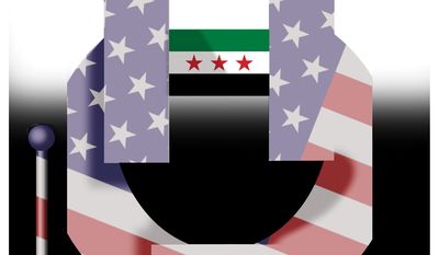 The United States of America  sanctions against Syria illustration by Alexander Hunter/The Washington Times