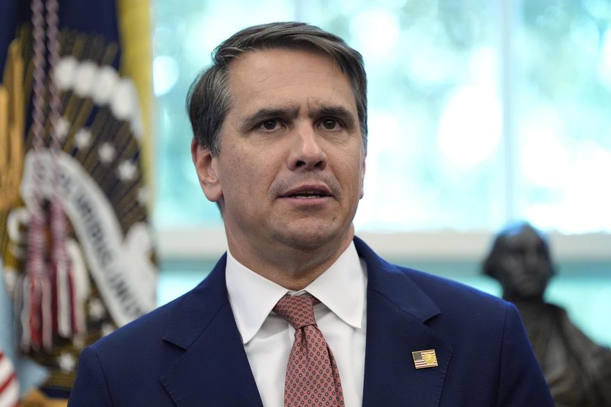 Deputy Attorney General Todd Blanche speaks during an event with President Donald Trump in the Oval Office of the White House, Monday, Sept. 15, 2025, in Washington. (AP Photo/Alex Brandon) ** FILE **