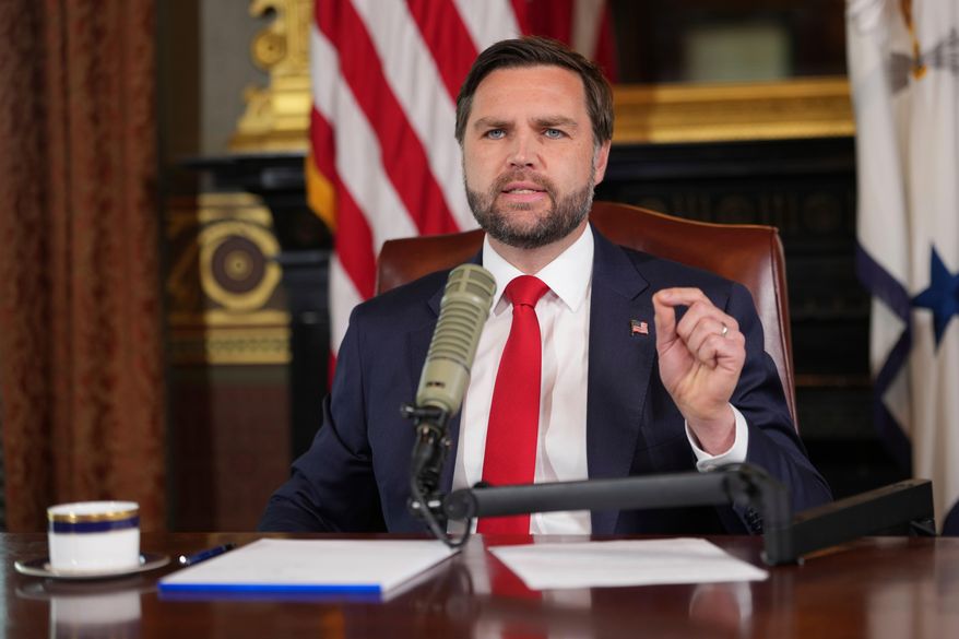 Vice President J.D. Vance hosts an episode of "The Charlie Kirk Show" at the White House, following the assassination of the show's namesake, Monday, Sept. 15, 2025, in Washington. (Doug Mills/The New York Times via AP, Pool) ** FILE **