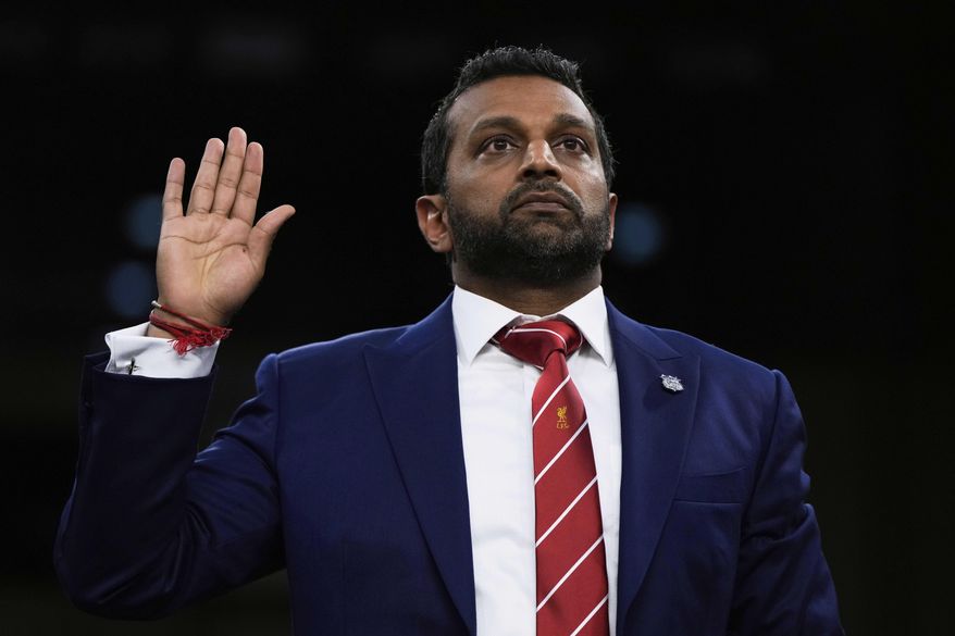FBI Director Kash Patel is sworn in as he appears before the Senate Judiciary Committee for his first oversight hearing, Tuesday, Sept. 16, 2025, at the Capitol in Washington. (AP Photo/Julia Demaree Nikhinson)