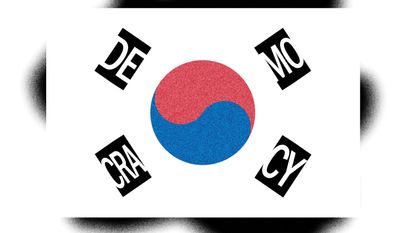 South Korea and democracy illustration by Alexander Hunter/The Washington Times