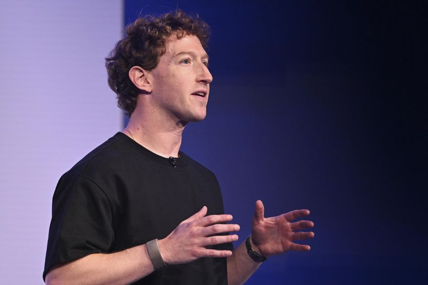 Meta CEO Mark Zuckerberg speaks during the company's Connect developer conference Wednesday, Sept. 17, 2025, in Menlo Park, Calif. (AP Photo/Nic Coury)