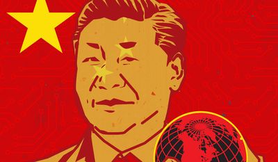 Chinese General Secretary Xi Jinping and China's new world order illustration by Linas Garsys / The Washington Times