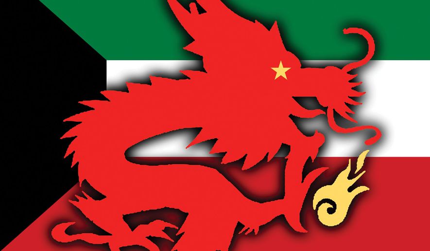 China's footprint in Kuwait illustration by Alexander Hunter/The Washington Times