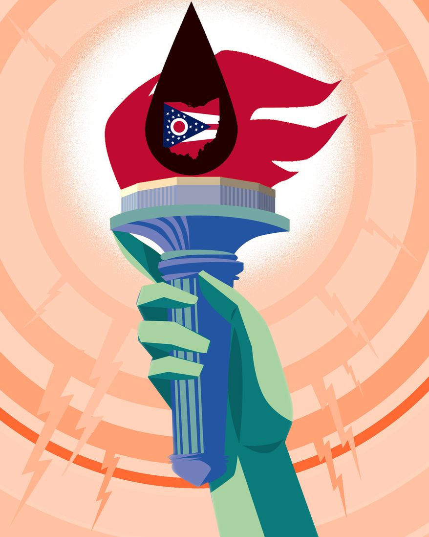 Ohio energy policy illustration by Linas Garsys / The Washington Times