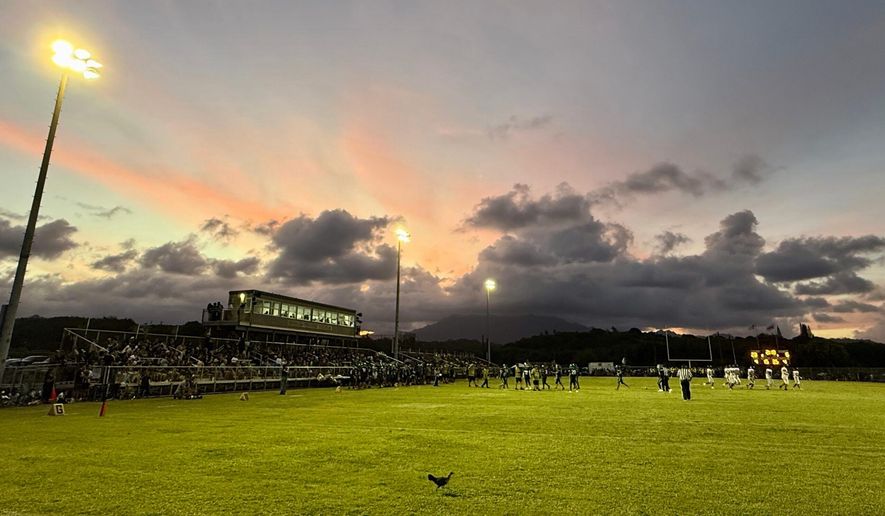 A high school football field. (Brittany Lyte/Honolulu Civil Beat via AP)