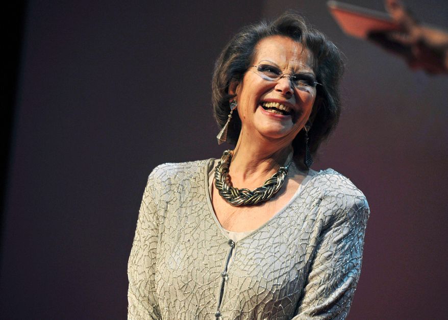 FILE - Italian actress Claudia Cardinale appears at the Prix Lumieres awards ceremony in Paris on Jan. 18, 2013. (AP Photo/Zacharie Scheurer, File)