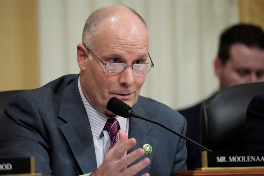 Rep. John Moolenaar, R-Mich., questions witnesses during a hearing on Capitol Hill, Feb. 28, 2023, in Washington. (AP Photo/Alex Brandon, File)