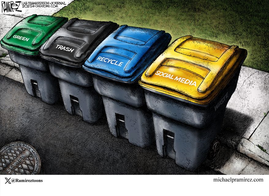 Social Media (Illustration by Michael Ramirez for Creators Syndicate)