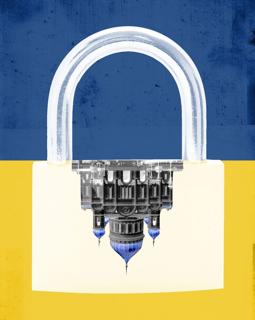 Ukraine and the Ukrainian Orthodox Church-Moscow Patriarchate illustration by Linas Garsys / The Washington Times