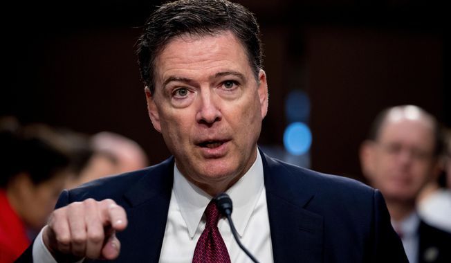 Former FBI Director James Comey speaks during a Senate Intelligence Committee hearing on Capitol Hill in Washington on June 8, 2017. (AP Photo/Andrew Harnik) **FILE**