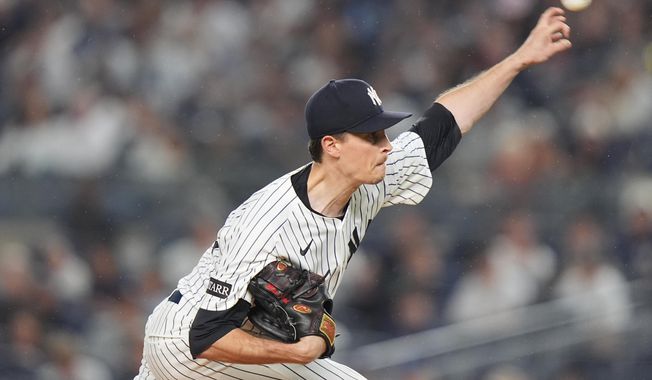 New York Yankees' Max Fried pitches during the first inning of a baseball game against the Chicago White Sox Wednesday, Sept. 24, 2025, in New York. (AP Photo/Frank Franklin II)