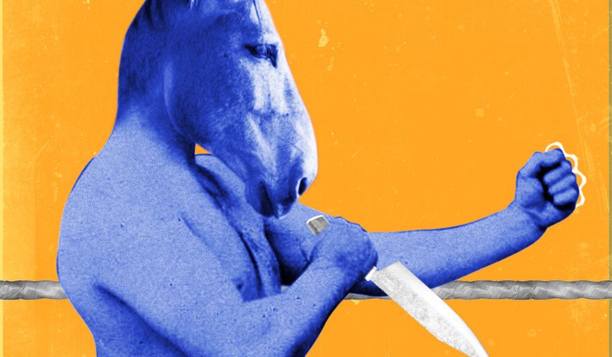 Democrats and political violence illustration by Linas Garsys / The Washington Times