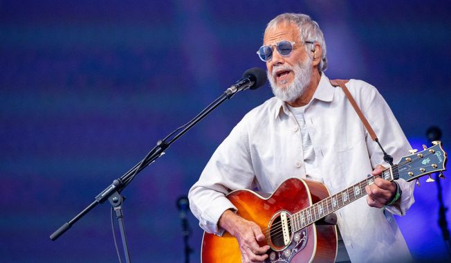 Yusuf Islam, also known as Cat Stevens, performs during Glastonbury Festival in Somerset, England, on June 25, 2023. (Joel C Ryan/Invision/AP, File)
