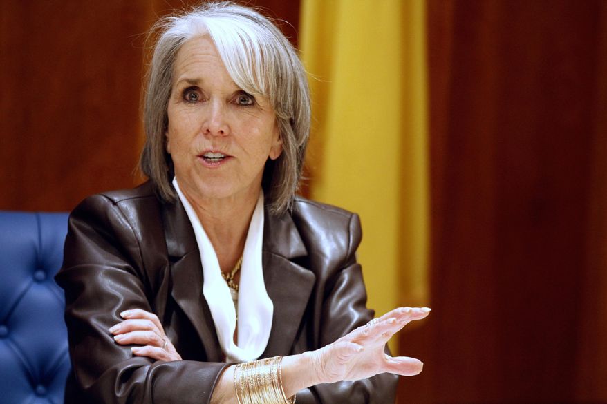 FILE - Democratic New Mexico Gov. Michelle Lujan Grisham speaks at a news conference, March 22, 2025, in Santa Fe, N.M. (AP Photo/Morgan Lee, File)