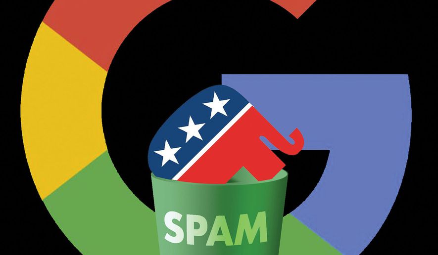 Google, Republicans and conservative voices illustration by Alexander Hunter/The Washington Times