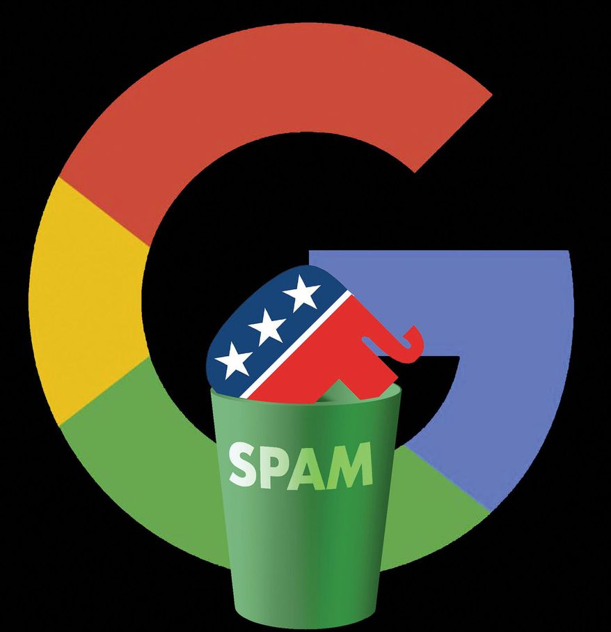 Google, Republicans and conservative voices illustration by Alexander Hunter/The Washington Times
