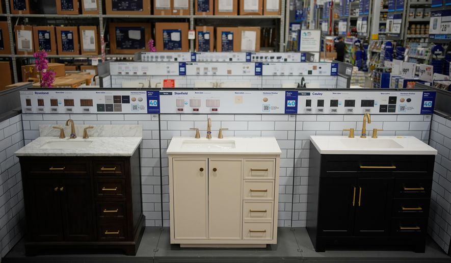 Bathroom vanities are on display at a store Friday, Sept. 26, 2025, in Las Vegas. (AP Photo/John Locher)