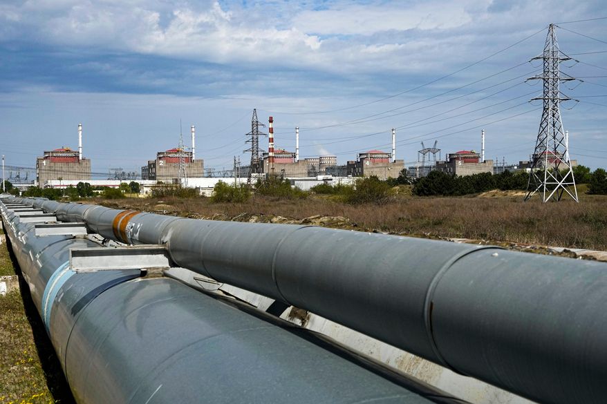 A view of the Zaporizhzhia Nuclear Power Station, in Enerhodar, Zaporizhzhia region, in territory under Russian military control, southeastern Ukraine, on May 1, 2022. (AP Photo/File)
