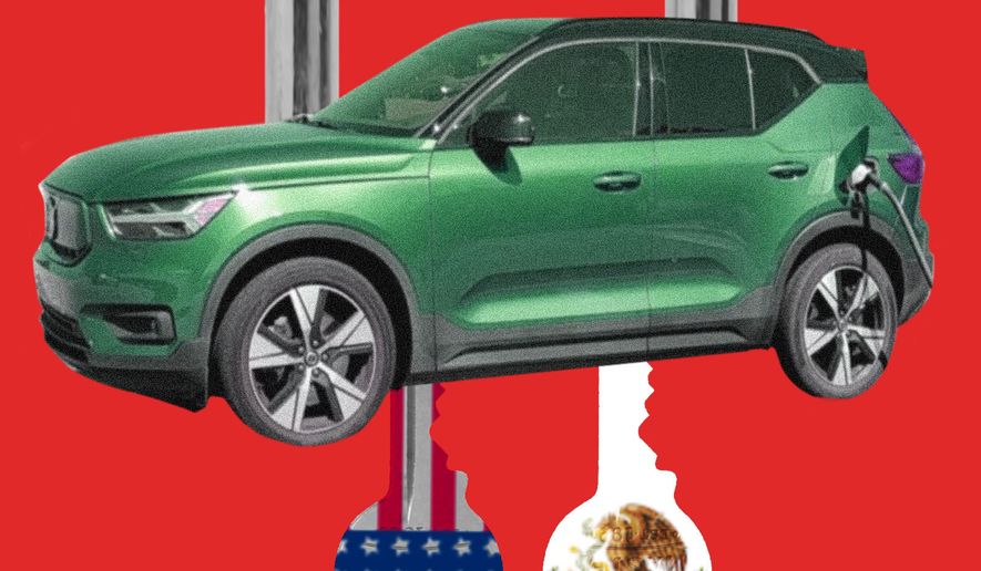The United States of America and Mexico competing with China in the auto industry illustration by Linas Garsys / The Washington Times