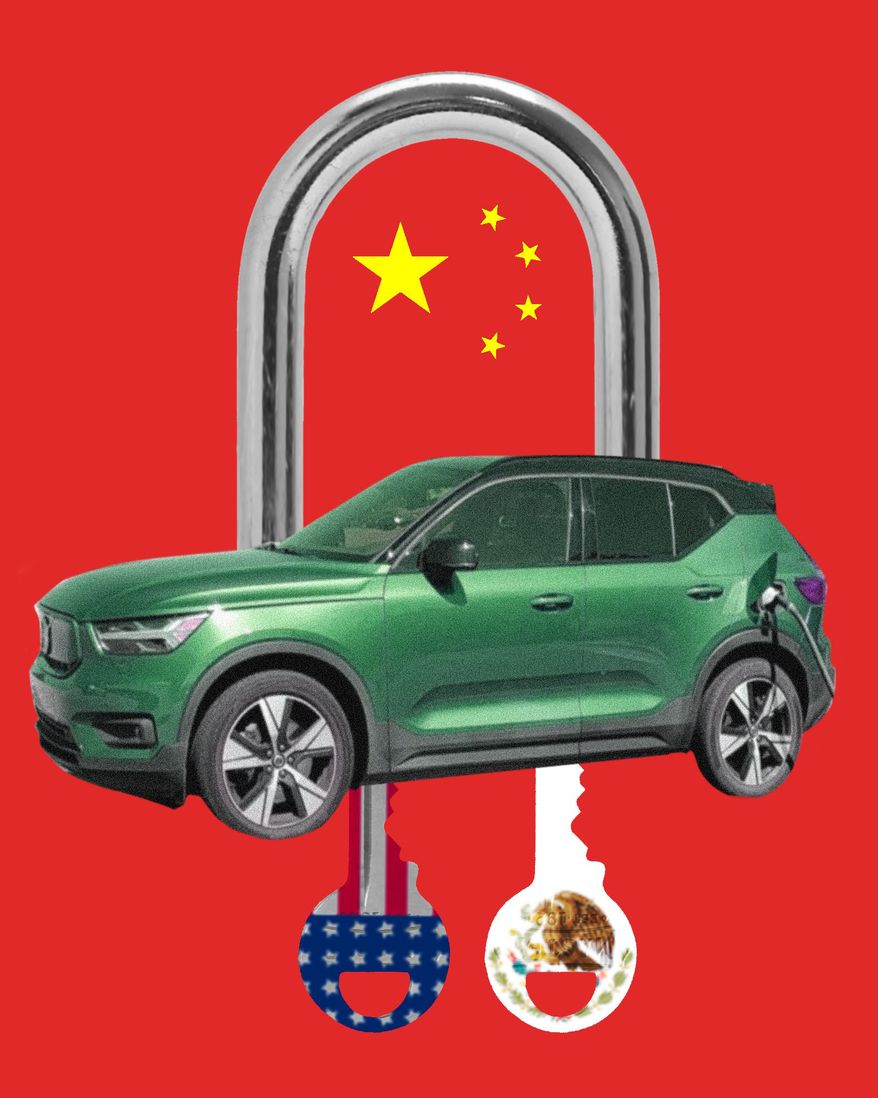 The United States of America and Mexico competing with China in the auto industry illustration by Linas Garsys / The Washington Times