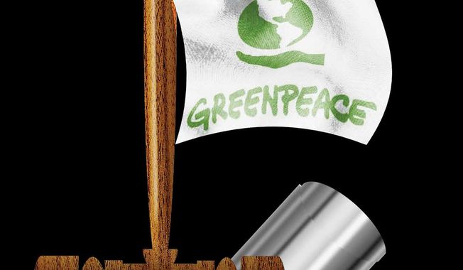Greenpeace circumventing a United States of America's jury decision illustration by Alexander Hunter/The Washington Times