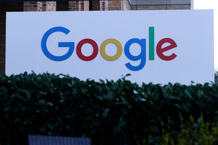A Google sign is displayed at the company's office in San Francisco, April 12, 2023. (AP Photo/Jeff Chiu, File)
