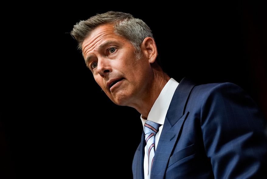 Transportation Secretary Sean Duffy speaks during a news conference Aug. 5, 2025, at the Department of Transportation in Washington. (AP Photo/Julia Demaree Nikhinson) **FILE**