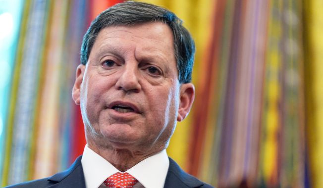 FILE - Social Security Commissioner Frank Bisignano speaks during an event with President Donald Trump in the Oval Office to mark the 90th anniversary of the Social Security Act, Aug. 14, 2025, in Washington. (AP Photo/Alex Brandon, File)