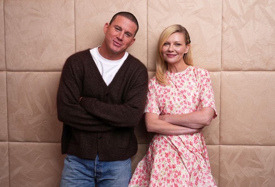 FILE - Channing Tatum, left, and Kirsten Dunst pose for a portrait to promote the film "Roofman" during the Toronto International Film Festival on Sept. 7, 2025, in Toronto. (AP Photo/Chris Pizzello, File)
