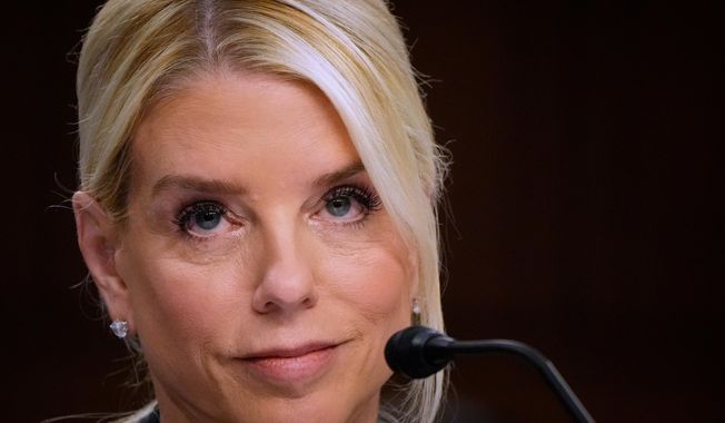 Attorney General Pam Bondi appears before a Senate Judiciary Committee oversight hearing on Capitol Hill in Washington, Tuesday, Oct. 7, 2025. (AP Photo/Mark Schiefelbein)