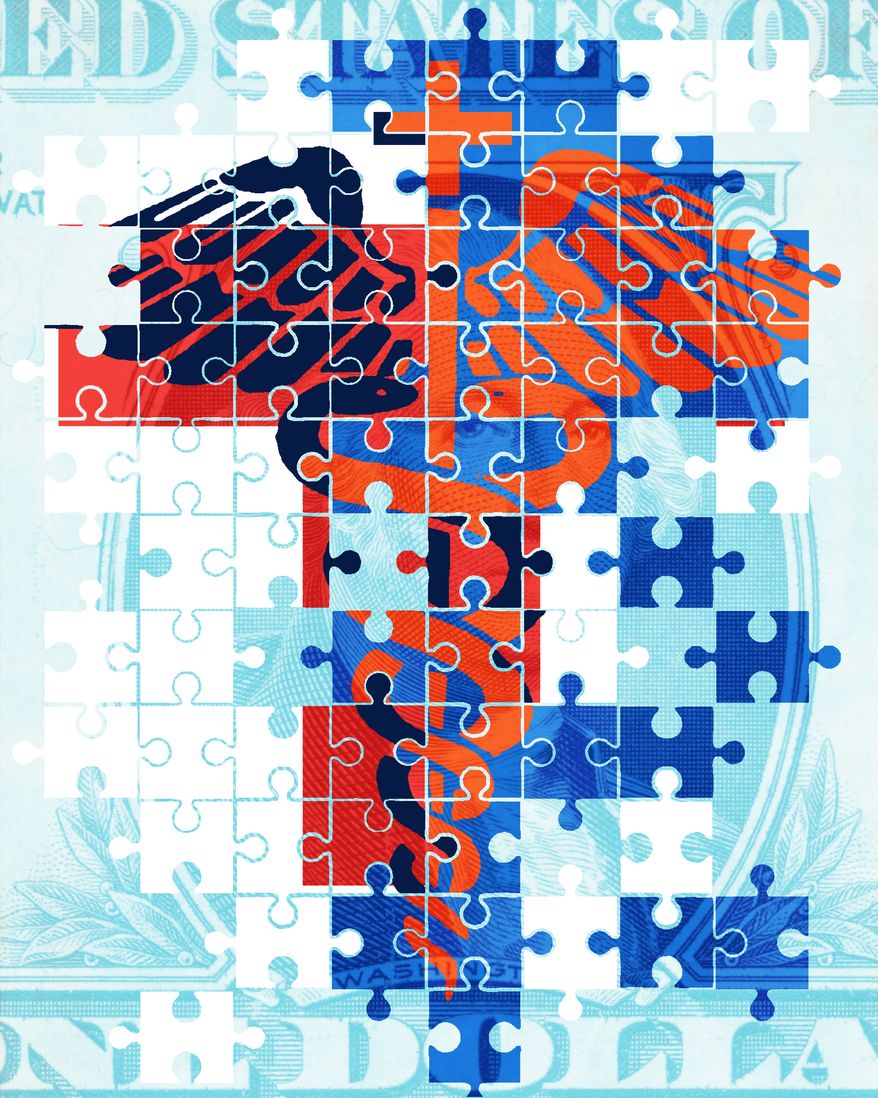 Health care costs illustration by Linas Garsys / The Washington Times