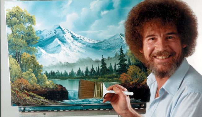 This undated image shows artist Bob Ross, host of the series “The Joy of Painting.” (Bob Ross Inc. via AP)