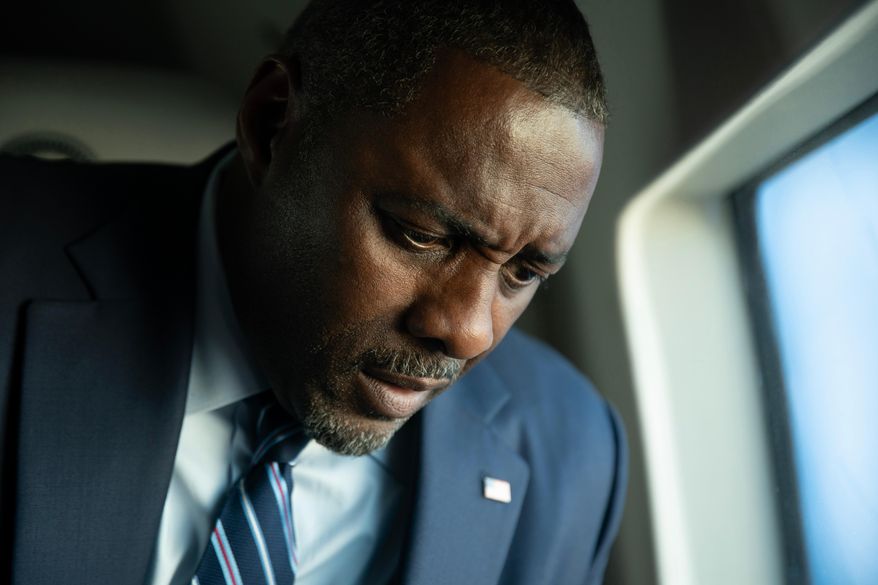 This image released by Netflix shows Idris Elba in a scene from "A House of Dynamite." (Netflix via AP)
