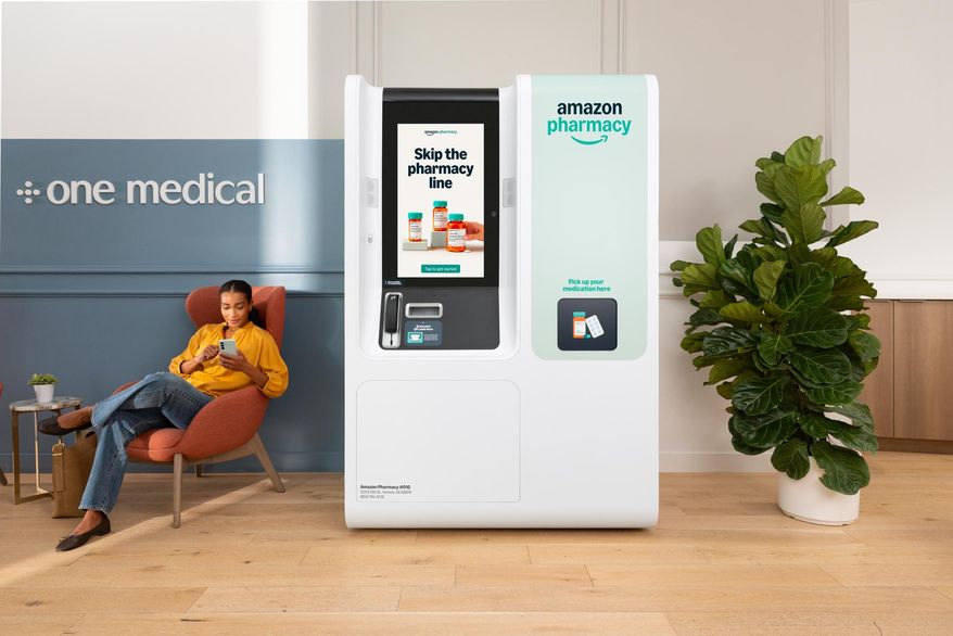 Amazon Pharmacy Kiosks at One Medical offices are designed to help patients pick up their medications within minutes of their medical appointment.