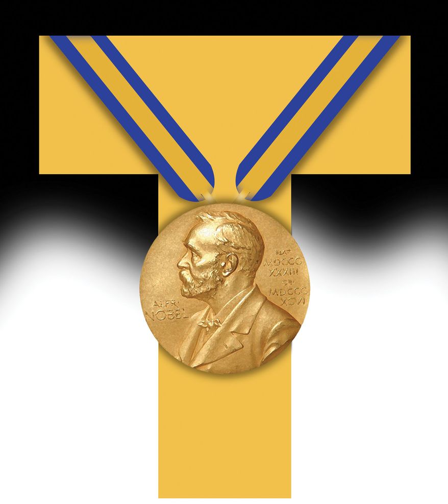 Trump and the Nobel Peace Prize illustration by Alexander Hunter/The Washington Times